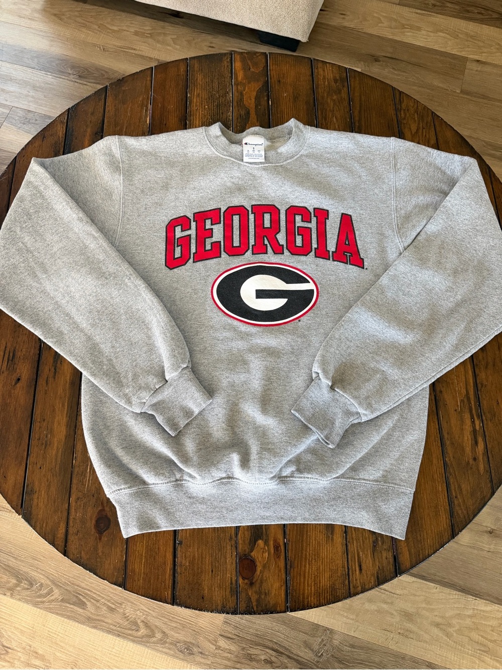 Champion Georgia Bulldogs UGA Crewneck Sweatshirt Gray Red Size Small
